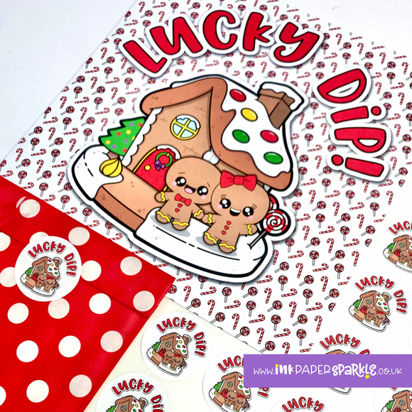 Cute Christmas Lucky Dip Stickers / Sign