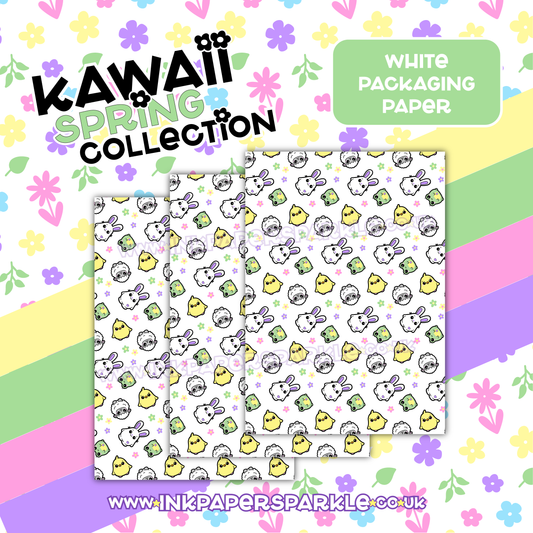 Kawaii Spring Packaging Paper - White