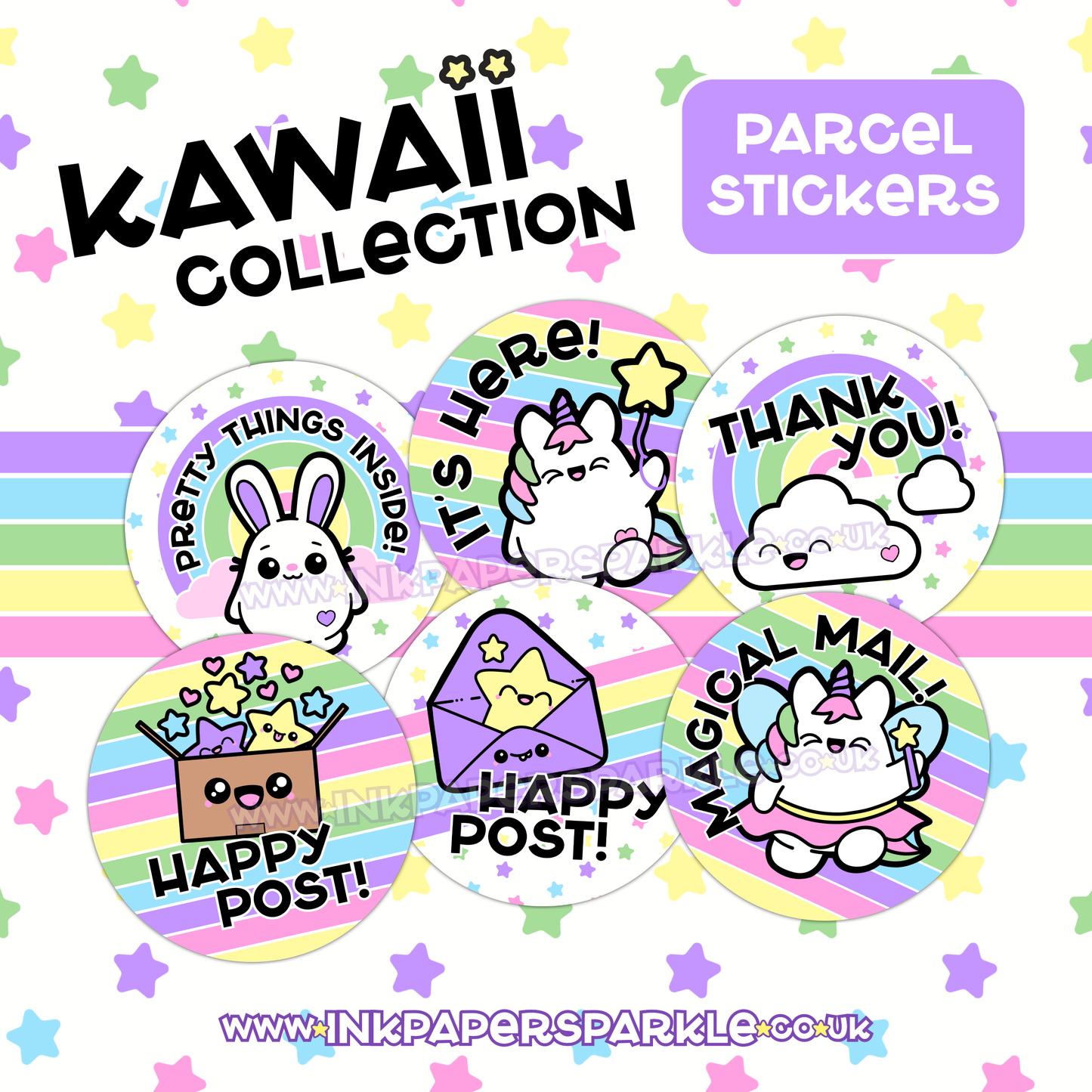 Kawaii Happy Post & Thank You Stickers