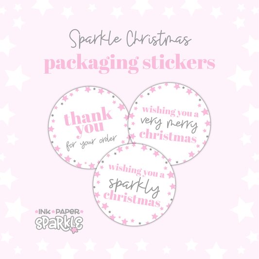 Sparkle Christmas Stickers - Pink