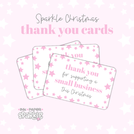 Sparkle Christmas Thank You Cards - Pink