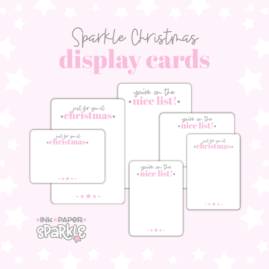 Sparkle Christmas Display Cards - Pink