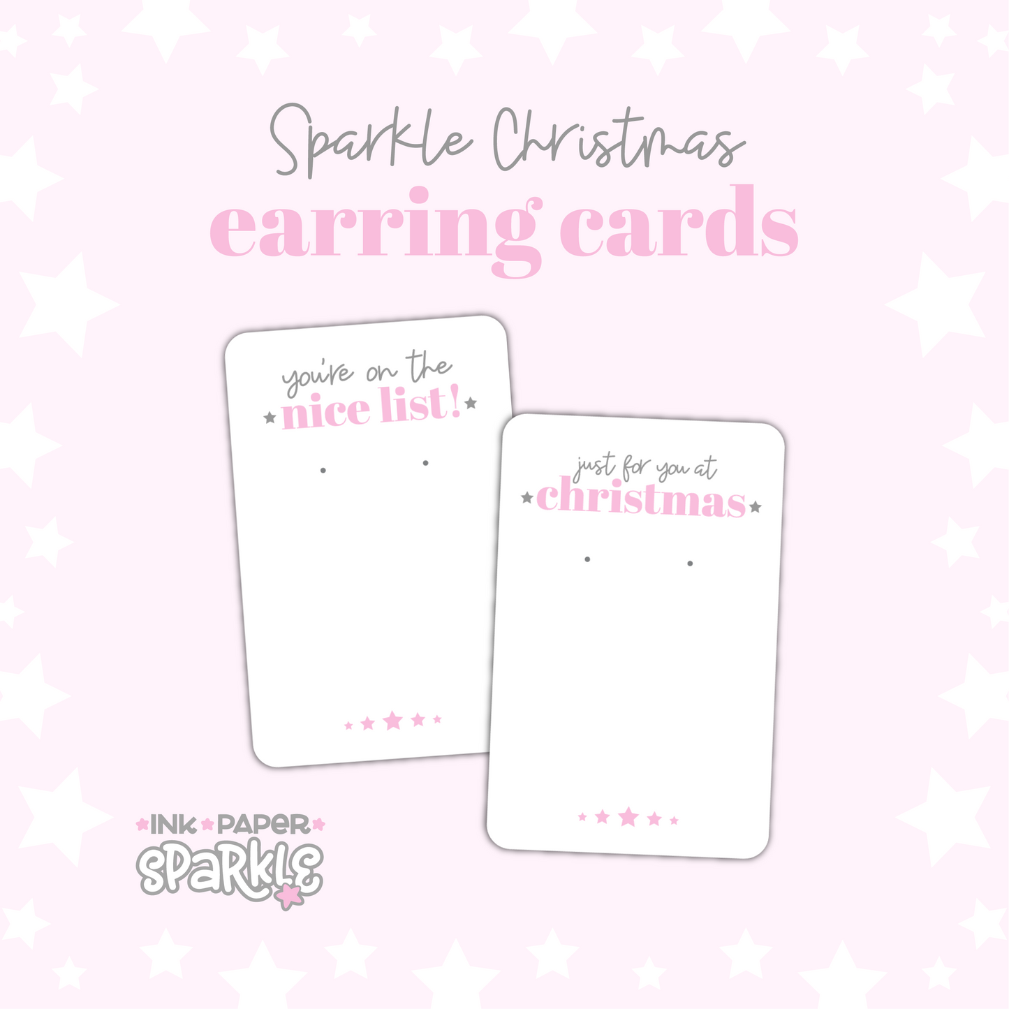 Sparkle Christmas Earring Display Cards - Pink