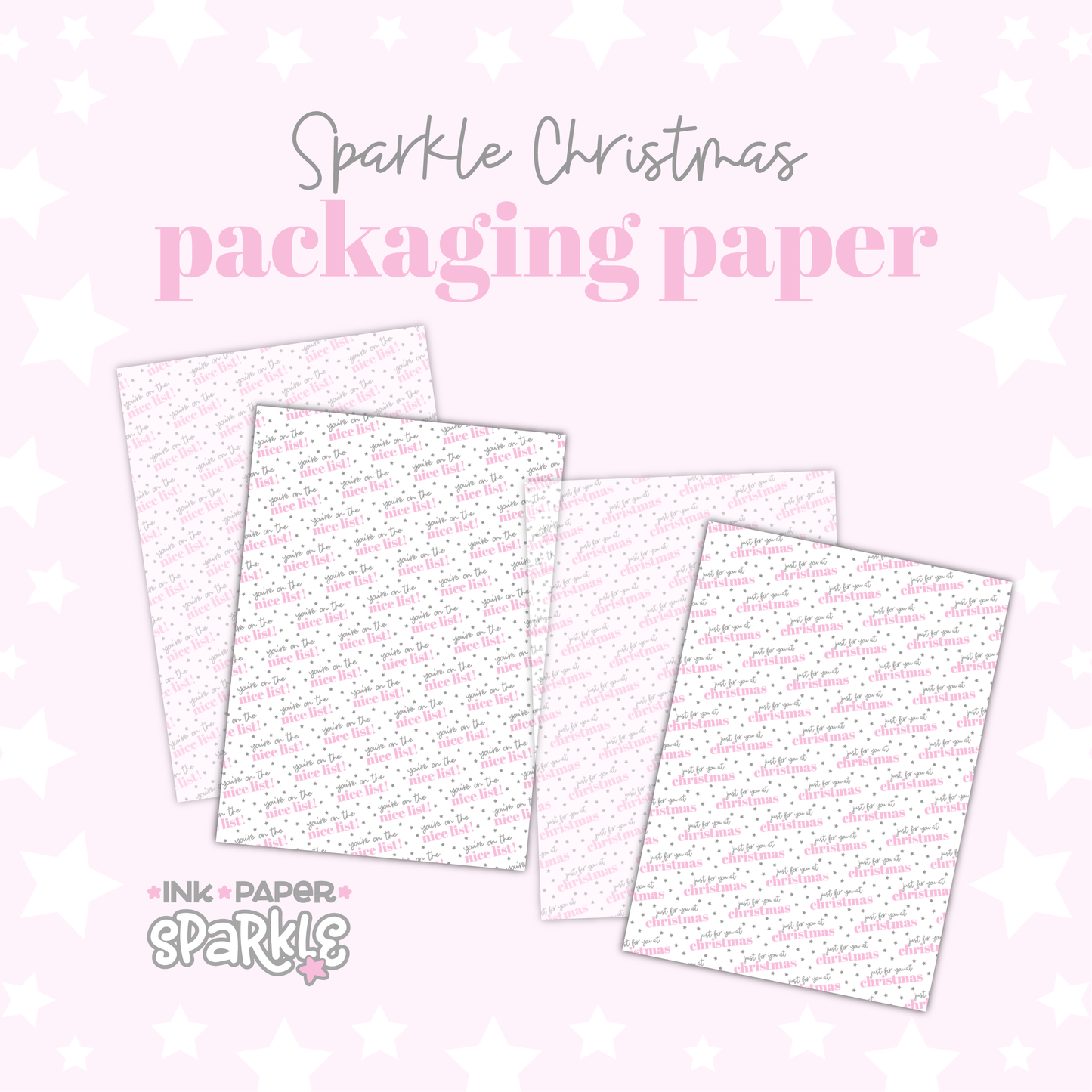 Sparkle Christmas Packaging Paper - Pink