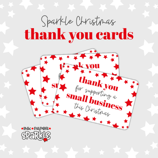 Sparkle Christmas Thank You Cards - Red