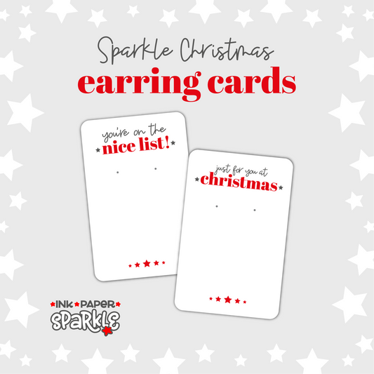 Sparkle Christmas Earring Display Cards - Red