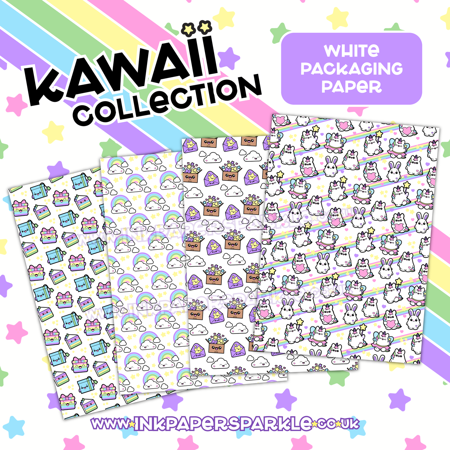 Kawaii Packaging Paper - White *New Designs*