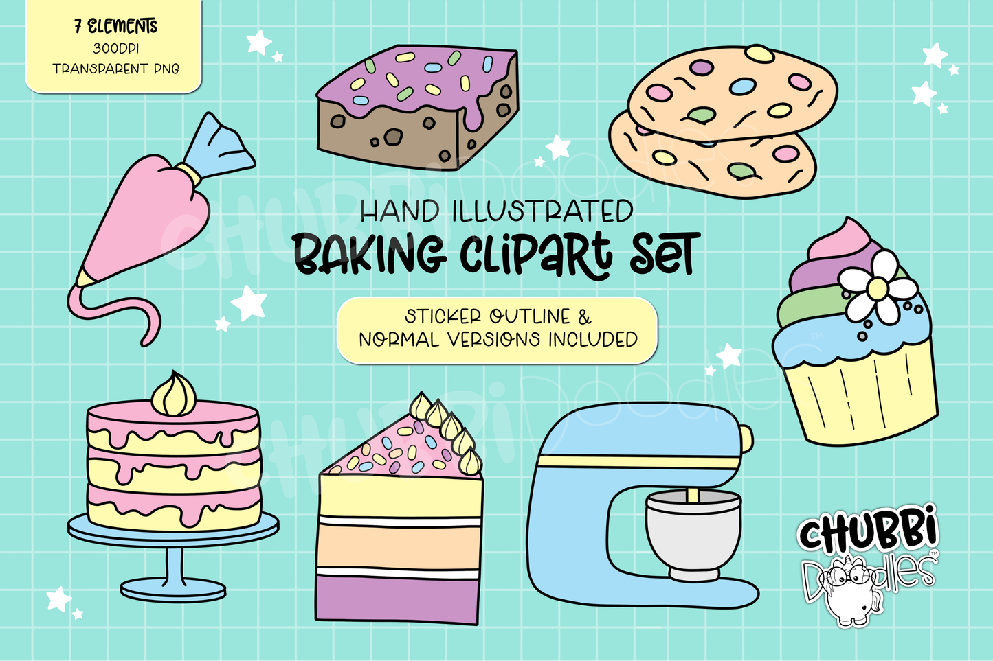 Baking Illustrations - Clipart Set - Cake Bake Stickers