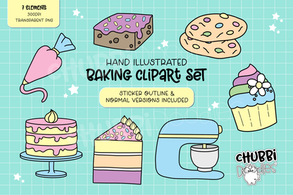 Baking Illustrations - Clipart Set - Cake Bake Stickers