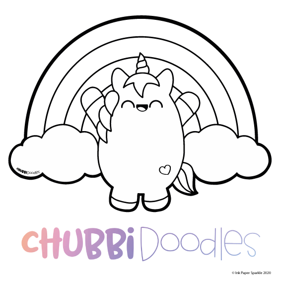 Free Colouring Image - Chubbicorn Rainbow