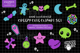 Creepy Cute Illustrations - Clipart Set - Alternative Goth