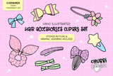 Hair Accessory Illustrations - Clipart Set - Stickers - Bows