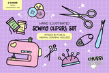 Sewing Illustrations - Clipart Set - Sewing Machine Buttons