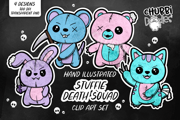 Stuffie Death Squad - Clipart Set - Alternative Goth Horror