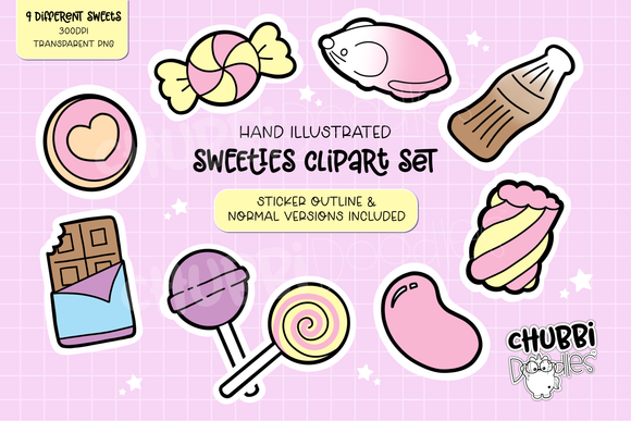 Sweeties Illustrations - Clipart Set - Candy Sweets Stickers