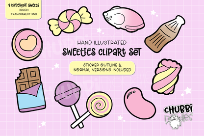 Sweeties Illustrations - Clipart Set - Candy Sweets Stickers