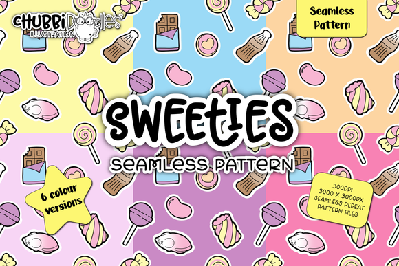 Sweeties Seamless Pattern - Candy Sweets Repeat PNG Tile