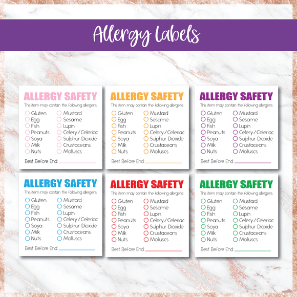 Allergen Information Labels - Value Pack or Single