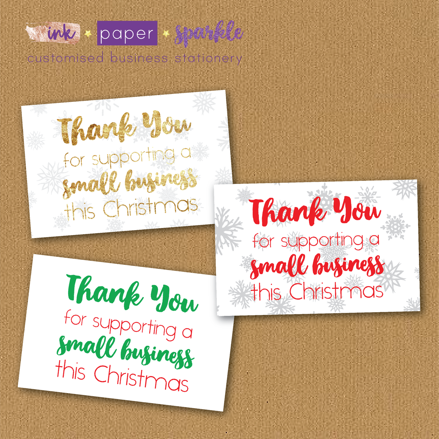 Christmas Pearlised Thank You Cards