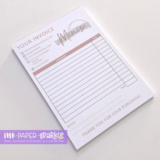 Personalised Order Receipt Pad