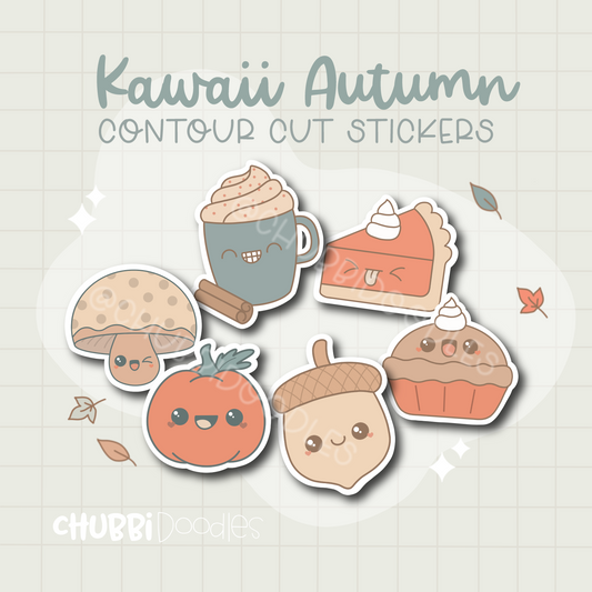 Kawaii Autumn Contour Cut Stickers