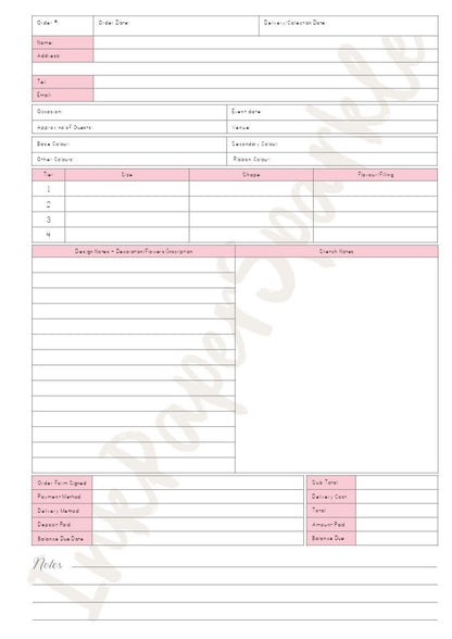 Personalised Cake Order Books