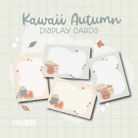 Kawaii Autumn Display Cards