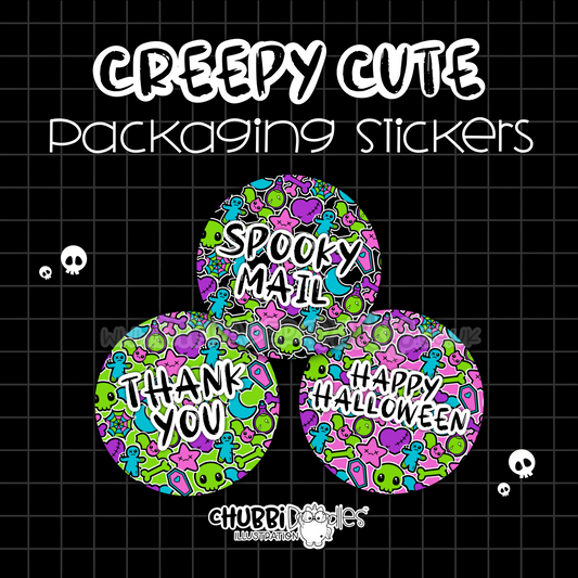 Creepy Cute Halloween Packaging Stickers