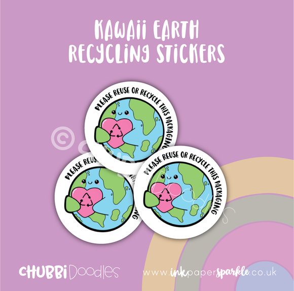 Kawaii Earth Recycling Stickers