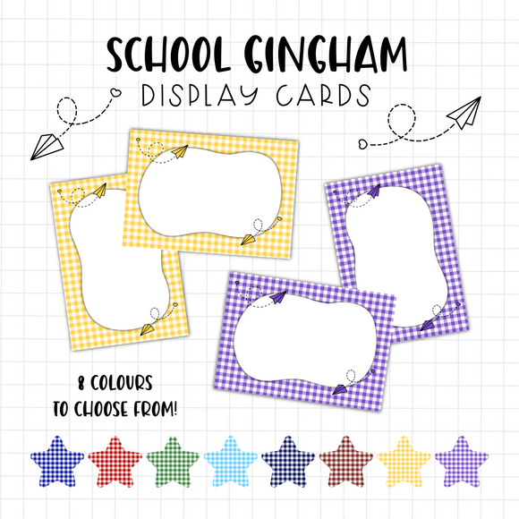 School Gingham Display Cards