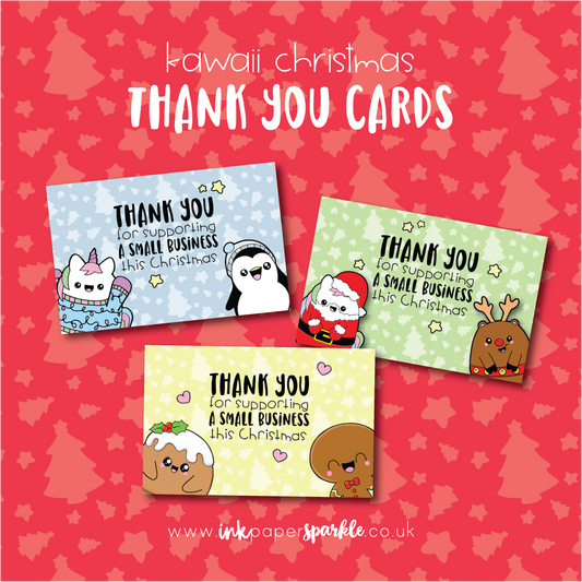 Kawaii Christmas Thank You Cards