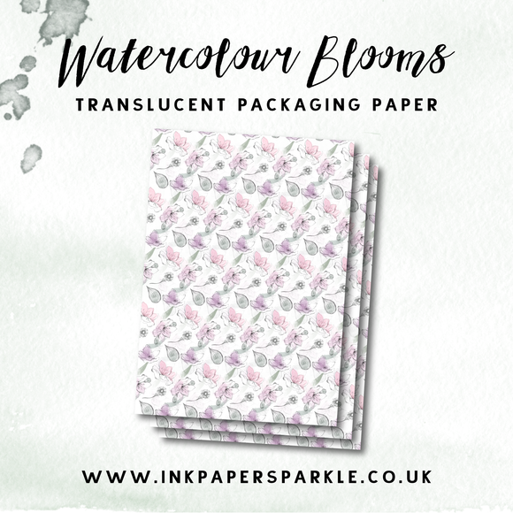 Watercolour Blooms Packaging Paper - Translucent